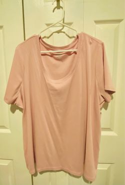 Terra & Sky Ribbed Short Sleeve Scoop Neck Top Size 4x