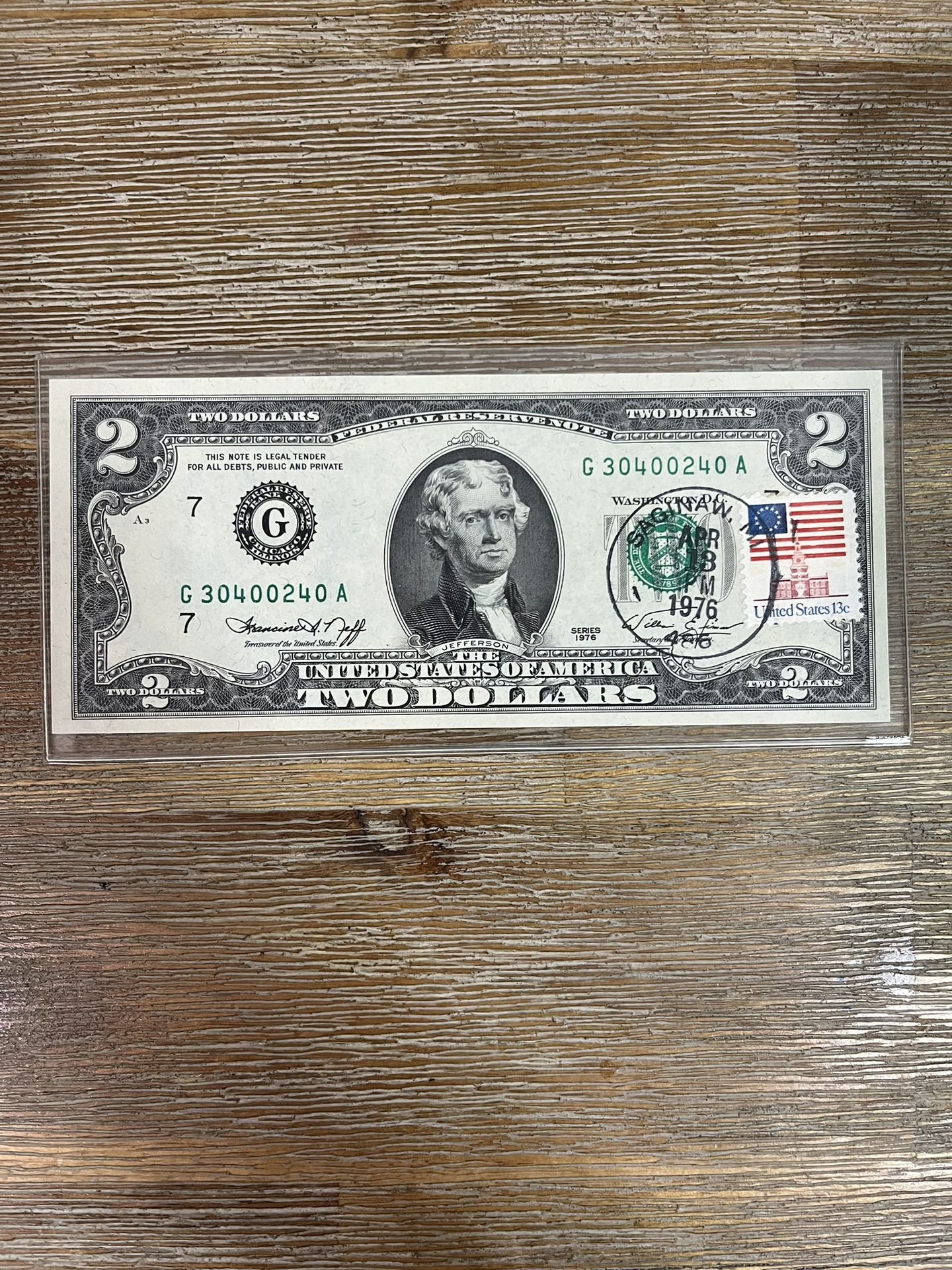$2 Old Bill / Note Stamped Isssue Series 1976
