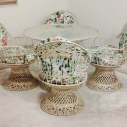 Indoor Dining Set With 4 Chairs  And Cushions Wicker