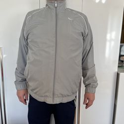 Nike Dri Fit Men's Size XL Grey Piping Training Bomber Jacket 