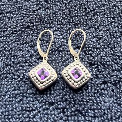 Amethyst & Silver Dangle Earrings