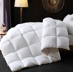 Brand New Queen Comforter 90x90 Cotton Shell Baffle Box All Season