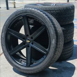 24” Chevy Silverado GMC Sierra Wheels & Tires  Tahoe Yukon Escalade Suburban Rines Y