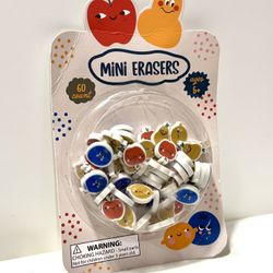 60pc Mini Fruit Erasers Set – Cute School Supplies – New