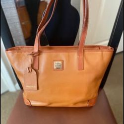 Dooney & Bourke Pebble Grain Charleston Tote in caramel leather
