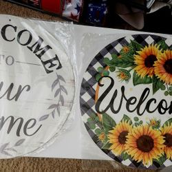 Lot of 2 Decor/Wreath Signs NEW!!