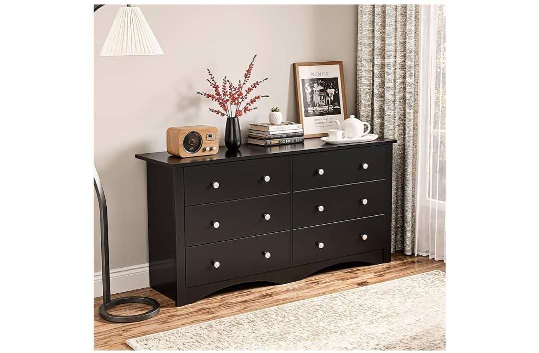 6 Drawer Dresser for Bedroom, Wood Dresser Wide Storage Organiz