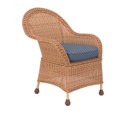 allen + roth Serena Park Set of 2 Wicker Light Brown Steel Frame Stationary Dining Chair with Blue Cushioned Seat