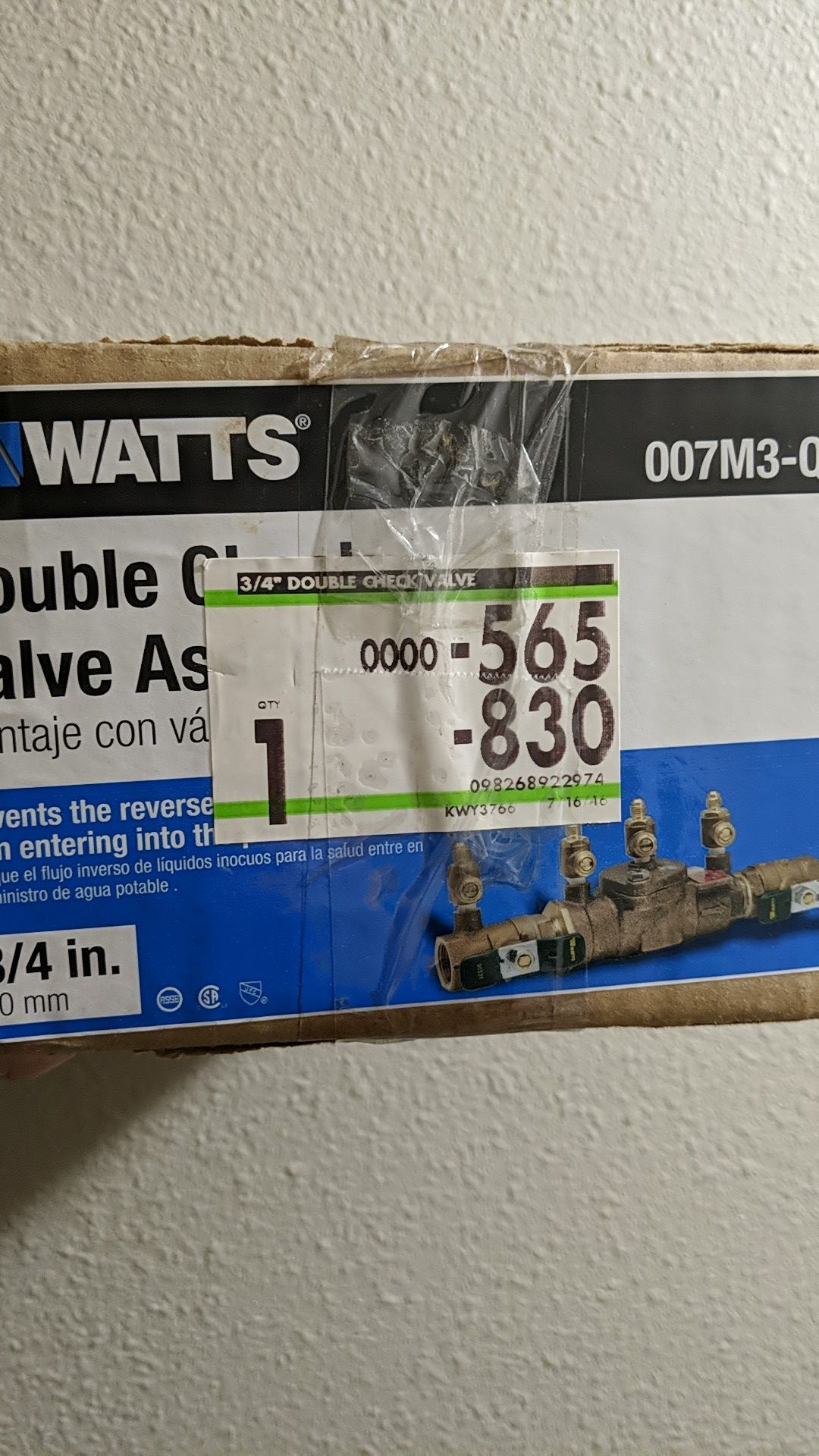 Watts double check valve