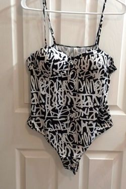 Black and White Graffiti Print Bodysuit