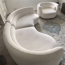 Modern Curved Couch & Love Seat