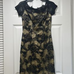Black lace dress with gold lining