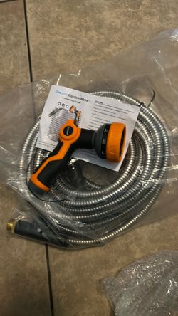 Stainless steel water hose with sprayer
