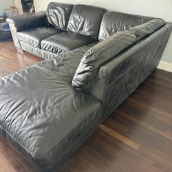 Natuzzi Gray Leather Sectional