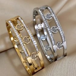 Tree of Life Bracelet - Fashionable Hollowed Out Design with 18K Gold-Plated Stainless Steel - Durable & Hypoallergenic - 