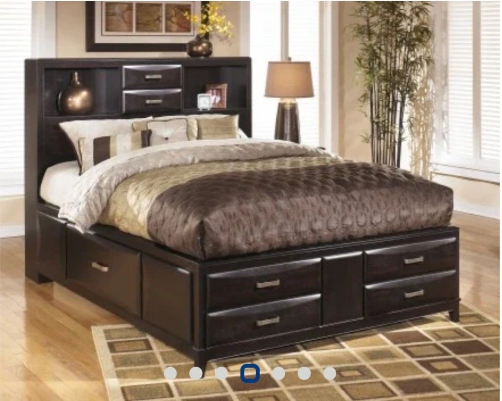 reply      ⚐ Dark Wood Storage Bedroom Set w/Dresser AND Ultra Plush Mattress - $2,000