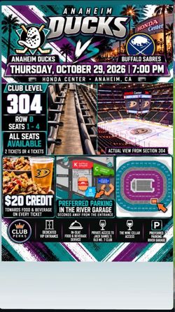 Anaheim Ducks vs Buffalo Sabres Tickets