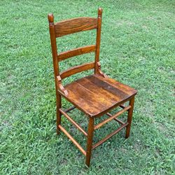 Antique Single Farmhouse Oak Wood Chair
