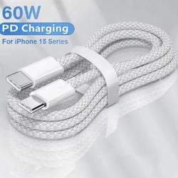 Usb C to Type C Fast Charging PD 60W Mobile Phone Date Cable For Iphone15 Android Samsung Huawei Type C Braided Charger Cable