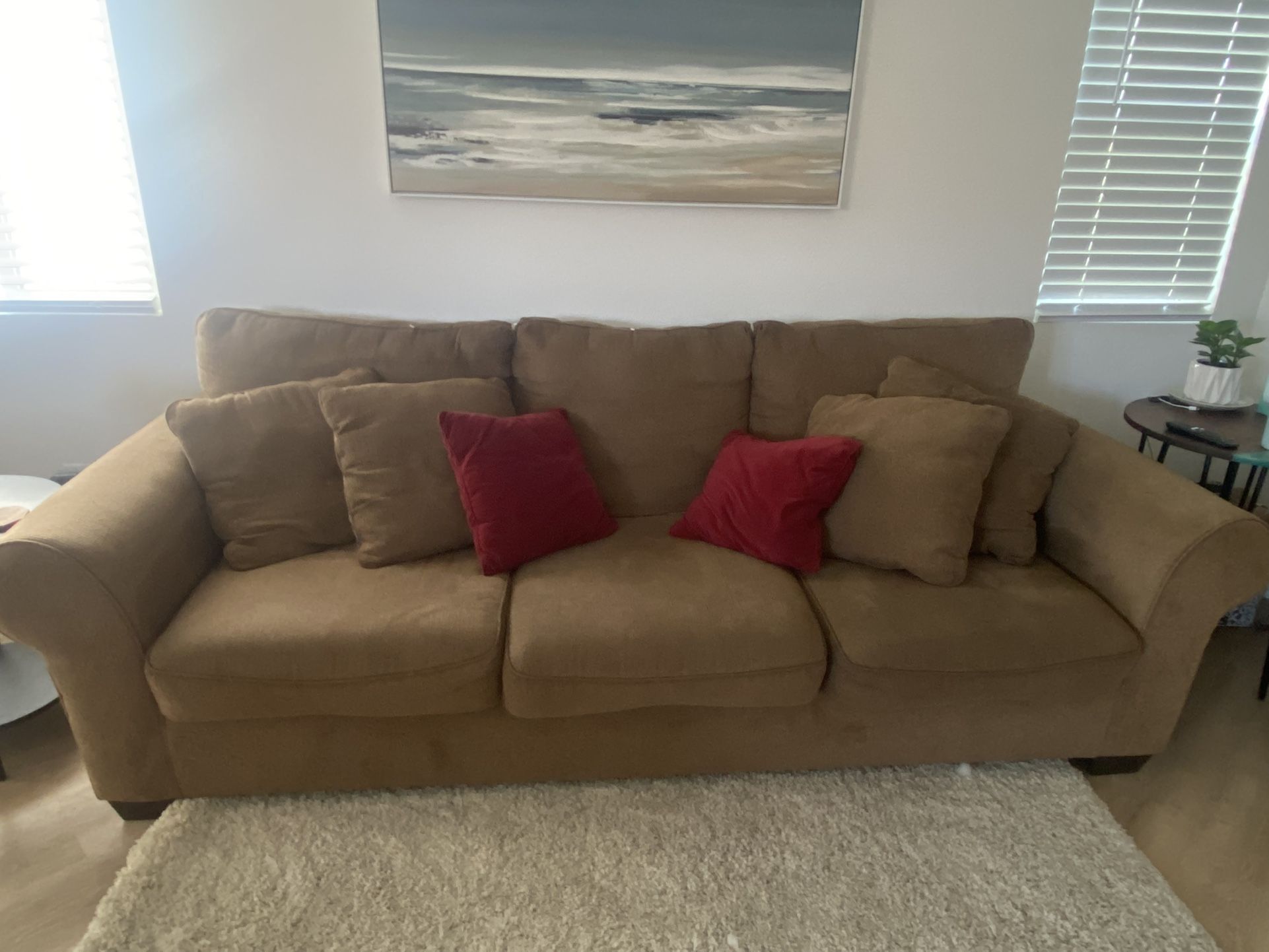 Tan/Brown Couch W/ Pillows
