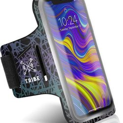 TRIBE Reflective Running Phone Holder Armband. iPhone & Galaxy Cell Phone Sports Arm Band for Women, Men, Runners, Jogging, Gym Workout, Exercise