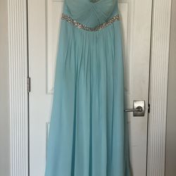 Aquamarine Mermaid Semi Formal Strapless Evening Gown