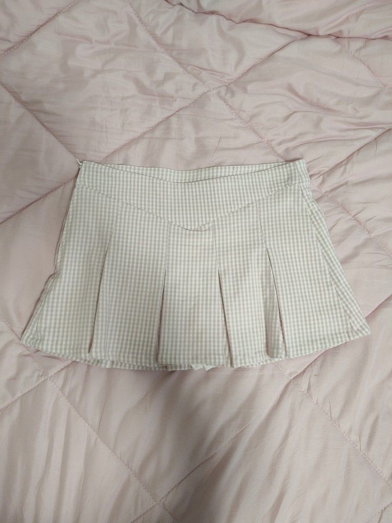 Madden Girl Pink Plaid Skirt w/ Built-in Shorts