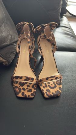 Leopard 2 Inch Dress Women Shoes Size 8 Open Toe