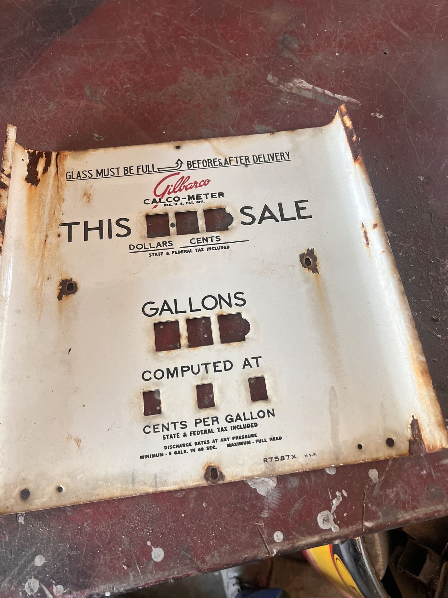 Vintage Gas Pump Plate