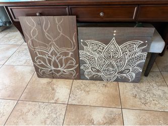 Original hand painted art on wooden planks