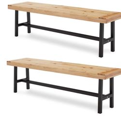 New 63” Natural wood Finish Bench (set of 2) 