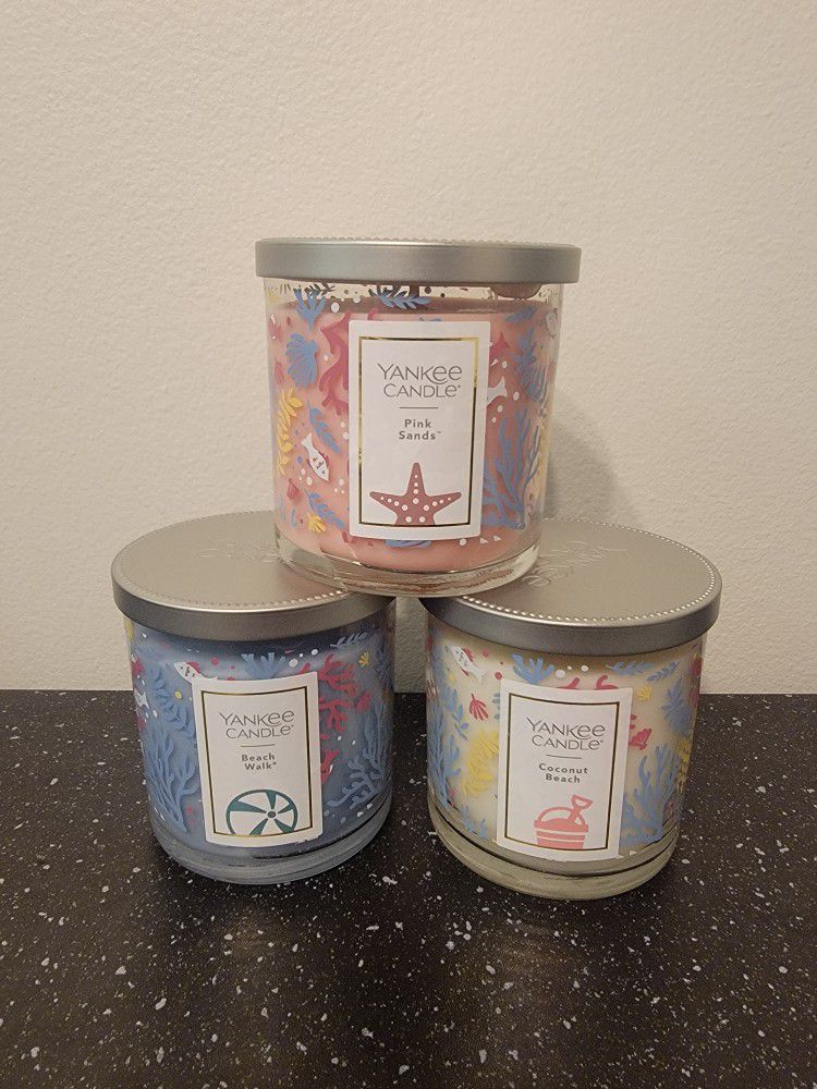 Set of 3 Seven (7) oz Decorative Beached Themed Candles
