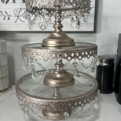 3 piece glass Top Crystal Cake Stand 