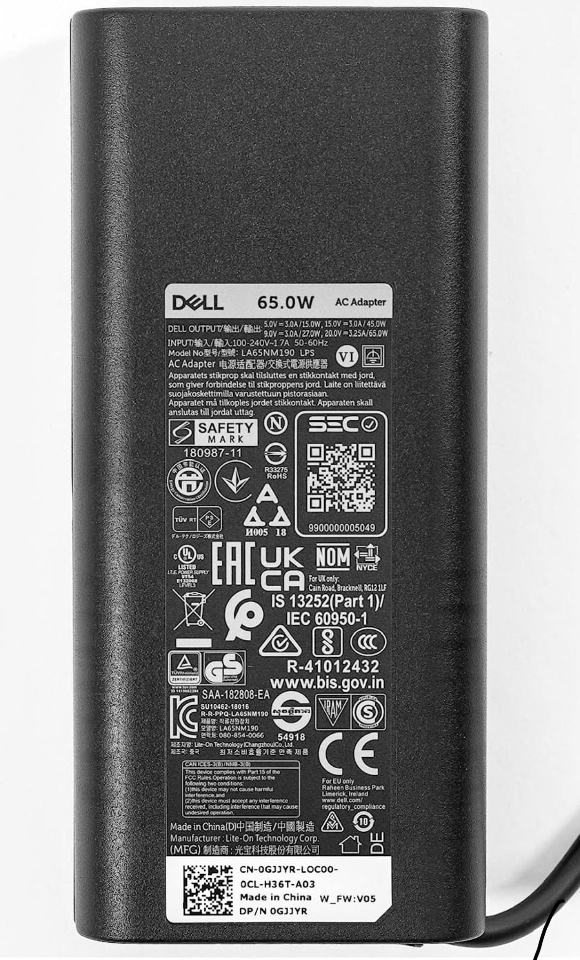 Dell Laptop Charger 65W Watt USB Type C  LA65NM190/HA65NM190/