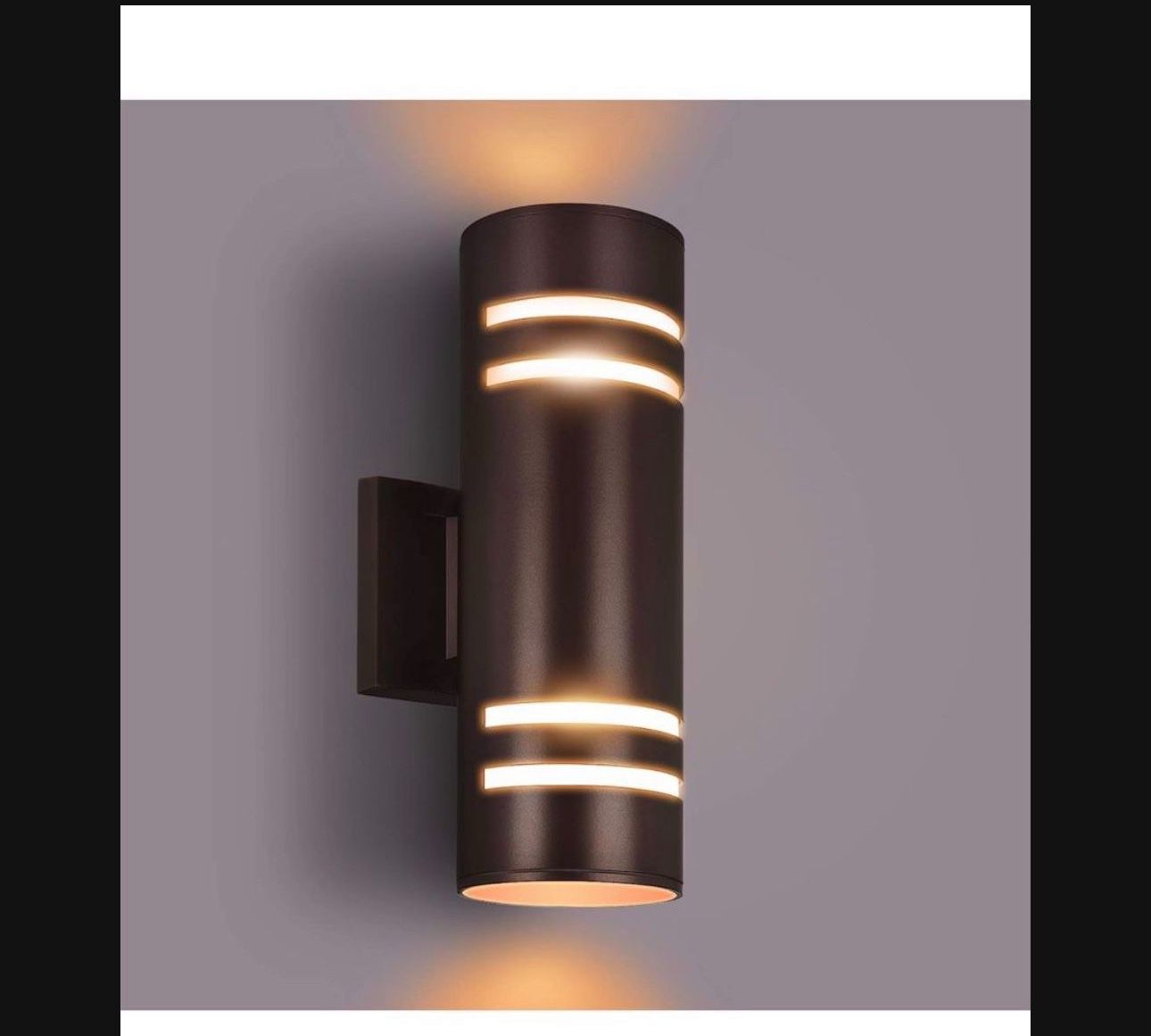 Outdoor Wall Lights Exterior, Modern Outside Sconce Wall Lighting, Exterior Light Fixture Wall Mount Oil Bronze Cylinder, Up Down Outdoor Lights for G