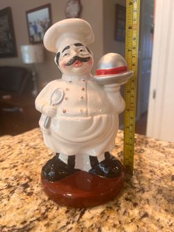 REDUCED! - Vintage Ceramic Fat Chef Kitchen Utensil Holder