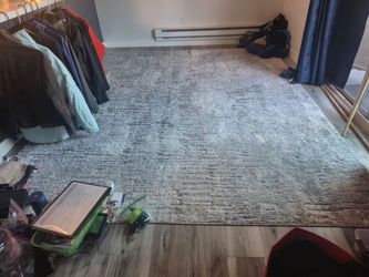 Gray & white large abstract rug