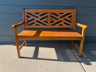 Outdoor Wood Garden Bench with Lattice Back