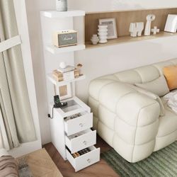 3 tiers stand shelf with 3 drawers modern decor beside table nightstand end table bookshelf
