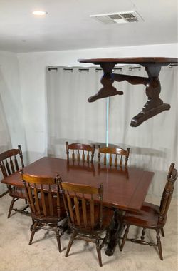 Mesa Comedor de Madera Solida y 6 Sillas ETHAN ALLEN