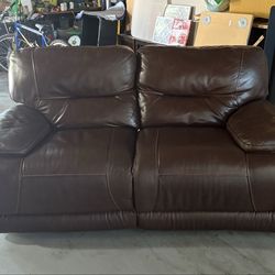 Reclining Leather Sofa, Brown, Double Sofa