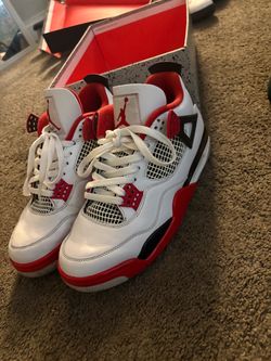 Fire Red Jordan 4s Size 9
