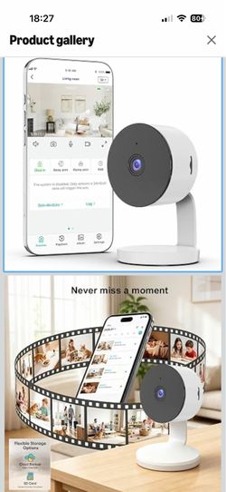 Compact Indoor Security Camera 1080P, Pet Baby Monitor, Night Vision, 2-Way Audio, No Sub