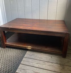 48” x 28” x 18” Dark Brown Wooden Rectangle Coffee Table