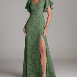 NWT Azazie Ambrosia Dress In Eucalyptus Green Size 14