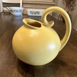 Vintage Mid Century Stangel Pottery Pitcher #3211 Yellow 