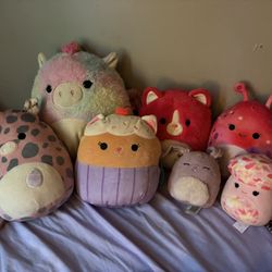 8pc Cute Squishmallows Bundle - Llama, Cupcake Cat, Mushroom & More!