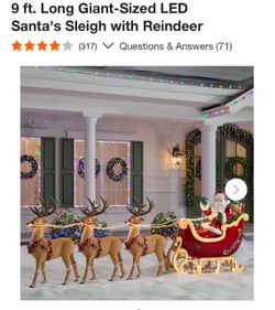 Home Accents Holiday Santas Sleigh and Reindeer