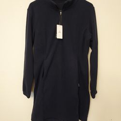BALEAF Women's Blue Fleece Dress Sweatshirt Tunic Quarter Zip Pullover Medium 