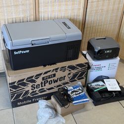 COMBO FOR CAMPING-MOBILE FREEZER 21Q FAST COOLING IN JUST 15 MIN. + AMPACE ANDES 300W PORTABLE POWER STATION FAST CHARGING IN 1 HOUR